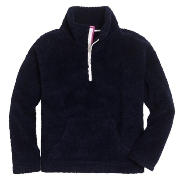 J. Crew Tops - J. Crew Navy Popover Fleece Sherpa 1/4 Zip Size Medium